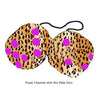 3 Inch Cheetah Fuzzy Dice with Hot Pink Dots