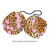 3 Inch Cheetah Fuzzy Dice with Light Pink Dots
