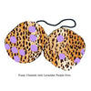4 Inch Cheetah Fuzzy Dice with Lavender Purple Dots