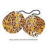 3 Inch Cheetah Fuzzy Dice with GOLD GLITTER DOTS