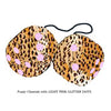 3 Inch Cheetah Fuzzy Dice with LIGHT PINK GLITTER DOTS