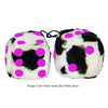 4 Inch Cow Fluffy Dice with Hot Pink Dots