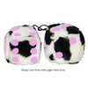 4 Inch Cow Fluffy Dice with Light Pink Dots