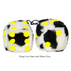 3 Inch Cow Fuzzy Dice with Yellow Dots