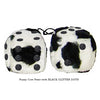 4 Inch Cow Fluffy Dice with BLACK GLITTER DOTS