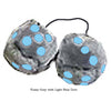 3 Inch Gray Fuzzy Dice with Light Blue Dots
