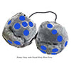 3 Inch Gray Fuzzy Dice with Royal Navy Blue Dots