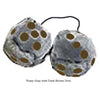 3 Inch Gray Fuzzy Dice with Dark Brown Dots