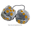 3 Inch Gray Fuzzy Dice with Light Brown Dots