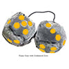 3 Inch Gray Fuzzy Dice with Goldenrod Dots