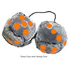 3 Inch Gray Fuzzy Dice with Orange Dots