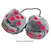 3 Inch Gray Fuzzy Dice with Red Dots