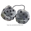 3 Inch Gray Furry Dice with BLACK GLITTER DOTS