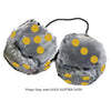 3 Inch Gray Furry Dice with GOLD GLITTER DOTS