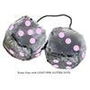 4 Inch Grey Furry Dice with LIGHT PINK GLITTER DOTS
