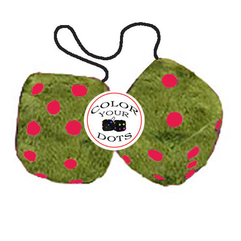 4 Inch Avocado Green Furry Dice