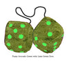 4 Inch Avocado Green Furry Dice with Lime Green Dots