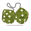 3 Inch Avocado Green Fuzzy Dice with White Dots