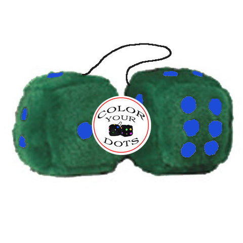 3 Inch Dark Green Furry Dice