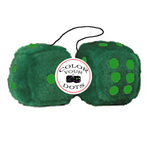 4 Inch Dark Green Fluffy Dice