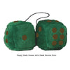 4 Inch Dark Green Fluffy Dice with Dark Brown Dots