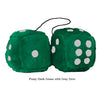 4 Inch Dark Green Fluffy Dice with Grey Dots