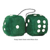 4 Inch Dark Green Fluffy Dice with White Dots