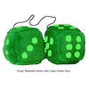 3 Inch Emerald Green Furry Dice with Lime Green Dots