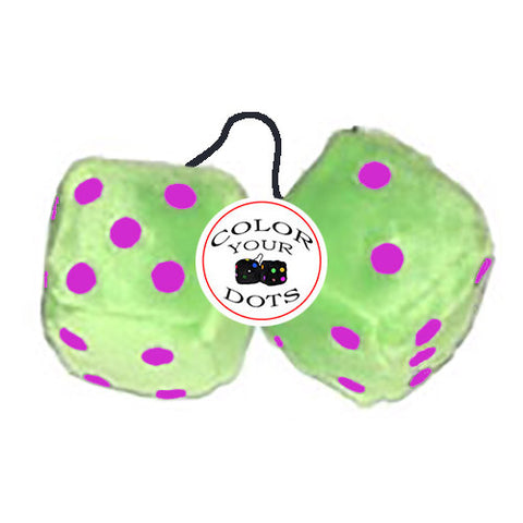 4 Inch Lime Green Fuzzy Dice