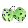 3 Inch Lime Green Fluffy Dice with BLACK GLITTER DOTS