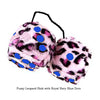 3 Inch Pink Leopard Fluffy Dice with Royal Navy Blue Dots