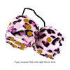3 Inch Pink Leopard Fluffy Dice with Light Brown Dots