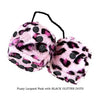 3 Inch Pink Leopard Fluffy Dice with BLACK GLITTER DOTS