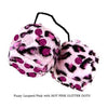 4 Inch Pink Leopard Fuzzy Dice with HOT PINK GLITTER DOTS
