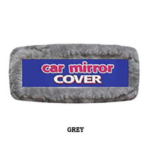 Furry Rearview Mirror Cover -  Gray