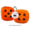3 Inch Orange Fuzzy Dice with Black Dots