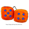3 Inch Orange Fuzzy Dice with Royal Navy Blue Dots