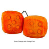 3 Inch Orange Fuzzy Dice with Orange Dots