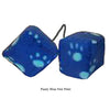 3 Inch Paw Print Fuzzy Dice - Blue