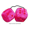 3 Inch Hot Pink Furry Dice with Red Dots