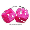 3 Inch Hot Pink Furry Dice with White Dots