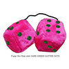 4 Inch Hot Pink Plush Dice with DARK GREEN GLITTER DOTS