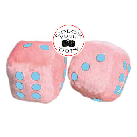 3 Inch Light Pink Fuzzy Car Dice