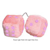 3 Inch Light Pink Fuzzy Car Dice with Light Pink Dots