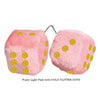 3 Inch Light Pink Fuzzy Car Dice with GOLD GLITTER DOTS
