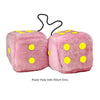3 Inch Pink Fuzzy Car Dice with Yellow Dots