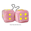 4 Inch Pink Fuzzy Car Dice with Yellow Dots