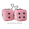 4 Inch Pink Fuzzy Car Dice with BLACK GLITTER DOTS