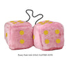 4 Inch Pink Fuzzy Car Dice with GOLD GLITTER DOTS