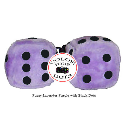 4 Inch Lavender Purple Fluffy Dice with Black Dots